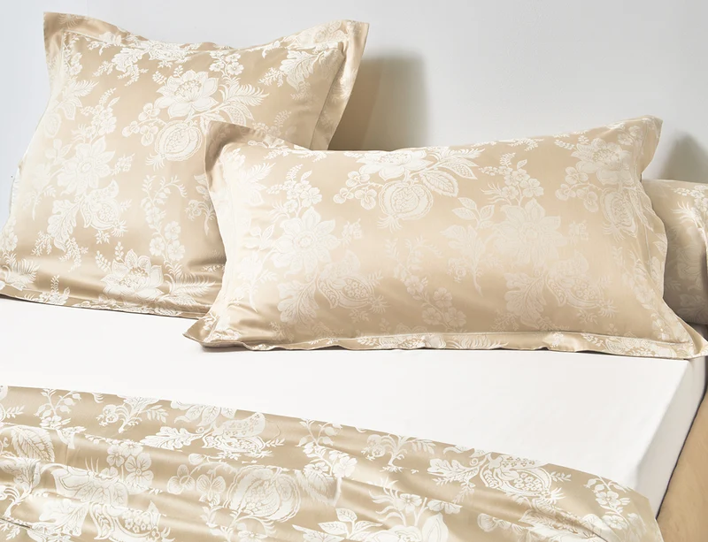 Taie d'oreiller Satin jacquard - ADAGIO Camomille