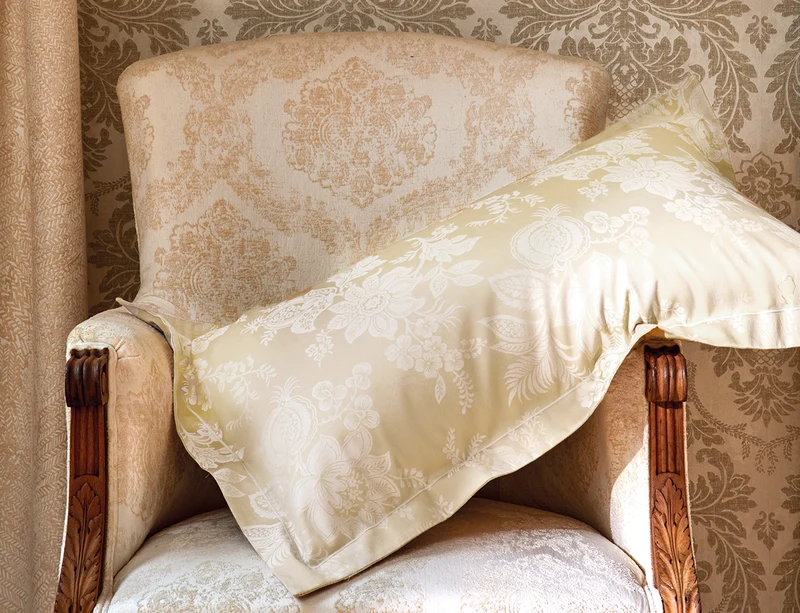 Taie d'oreiller Satin jacquard - ADAGIO Camomille