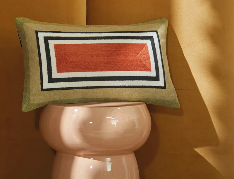 Coussin Brodé - PRISME Kaki