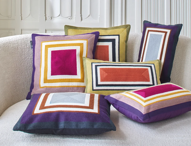 Coussin Brodé - PRISME Fuchsia