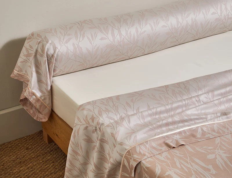 Taie d'oreiller satin jacquard - OSIER Poudre