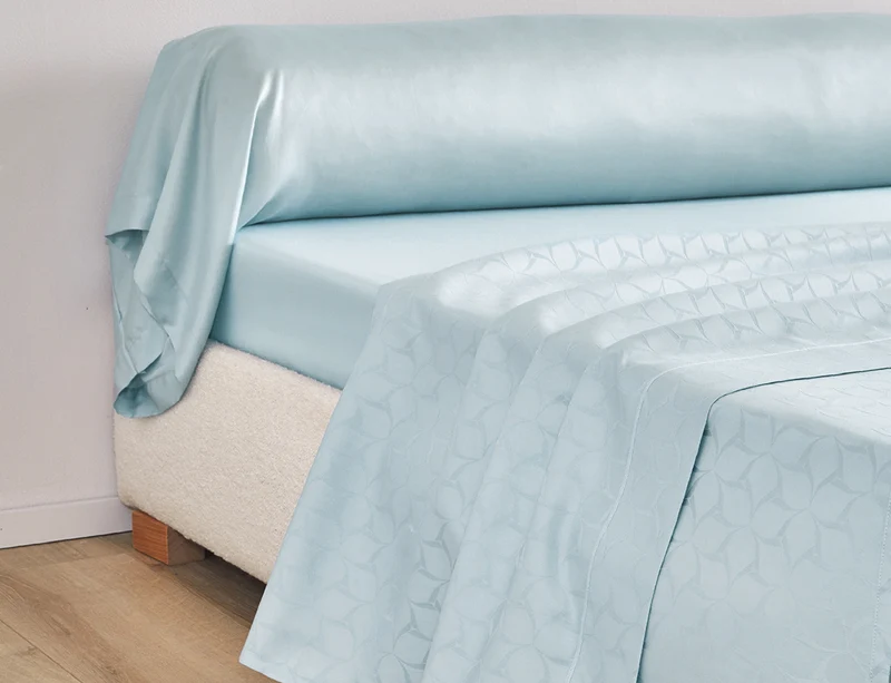Drap plat Satin Jacquard - ÉOLE Glacier