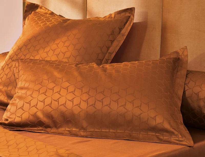 Taie d'oreiller Satin Jacquard - ÉOLE Cognac