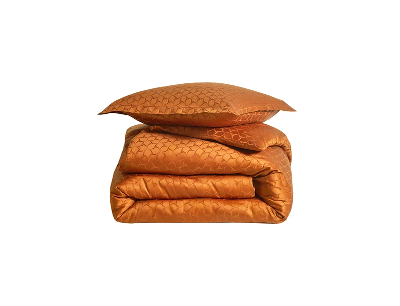 Housse de couette Satin Jacquard - ÉOLE Cognac