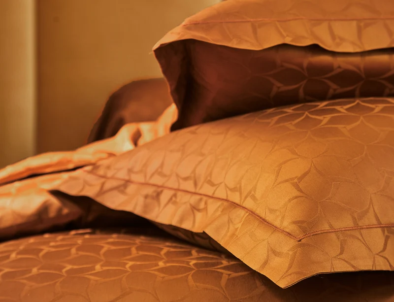 Housse de couette Satin Jacquard - ÉOLE Cognac