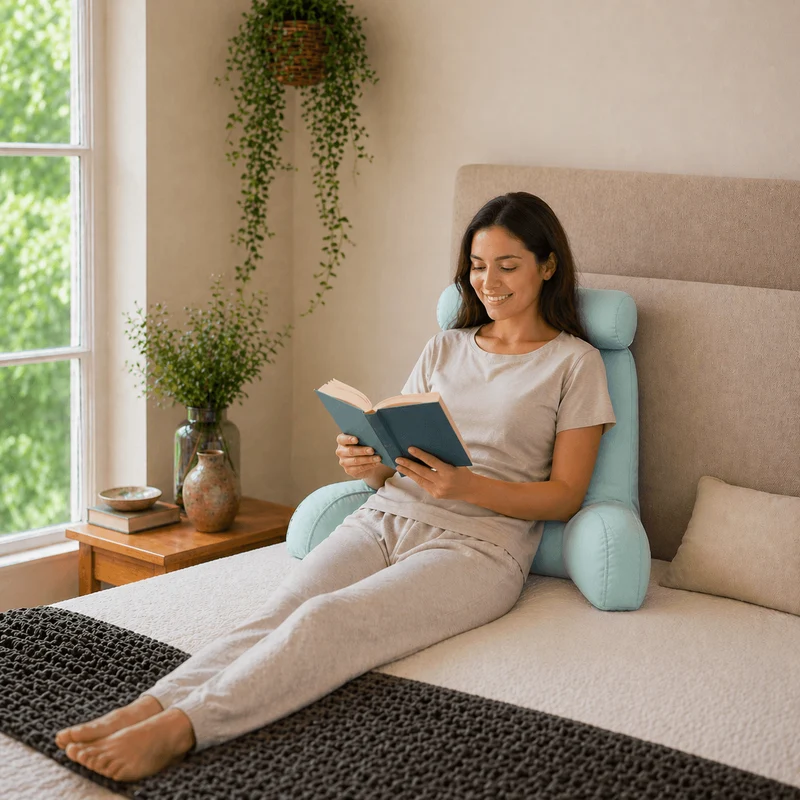 Coussin de Lecture pour Lit Bleu Clair !
