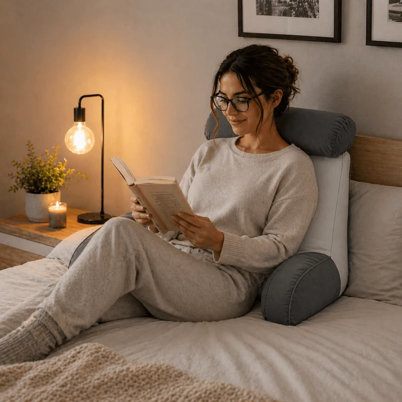 Coussin de Lecture pour Lit Gris Bicolore !