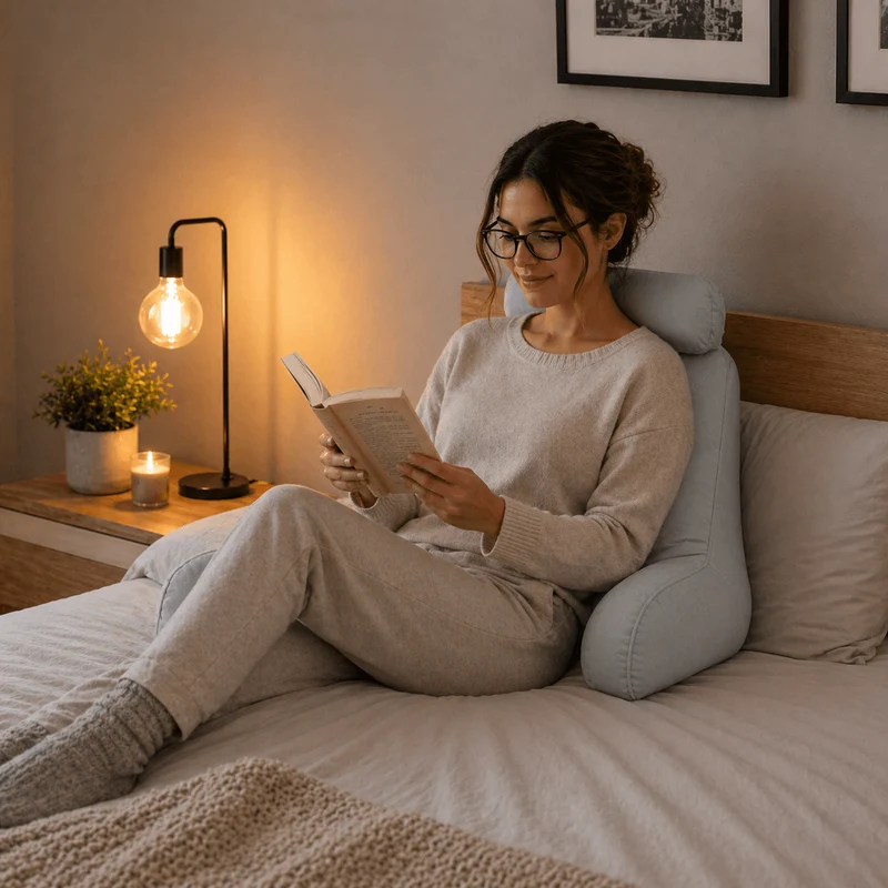 Coussin de Lecture pour Lit Gris Clair !