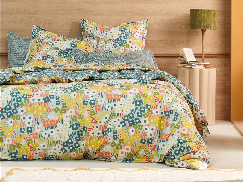 Drap plat Percale de coton - SPRING Azur