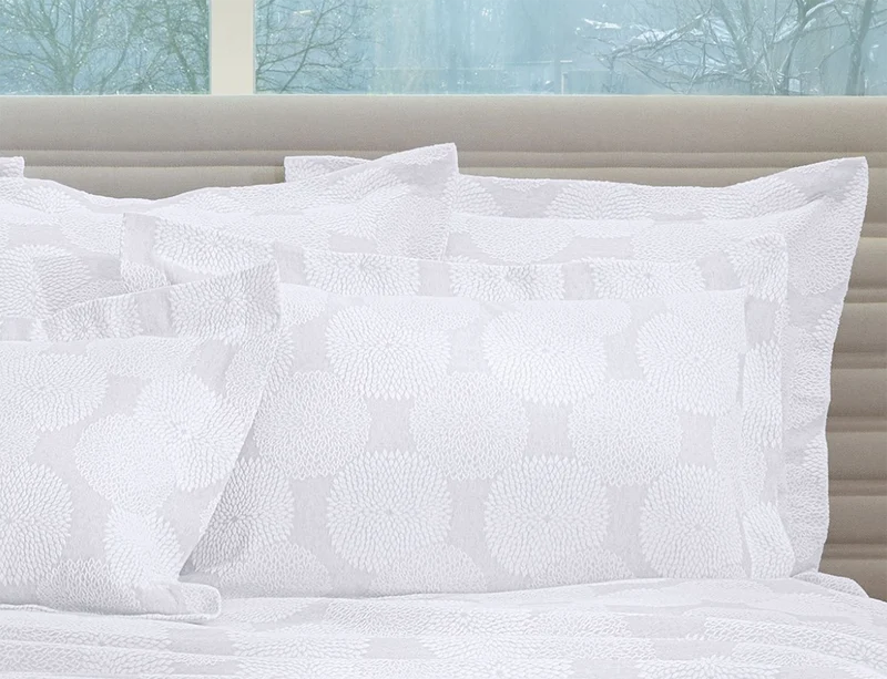 Taie d'oreiller Coton et Polyester - DAHLIA Blanc