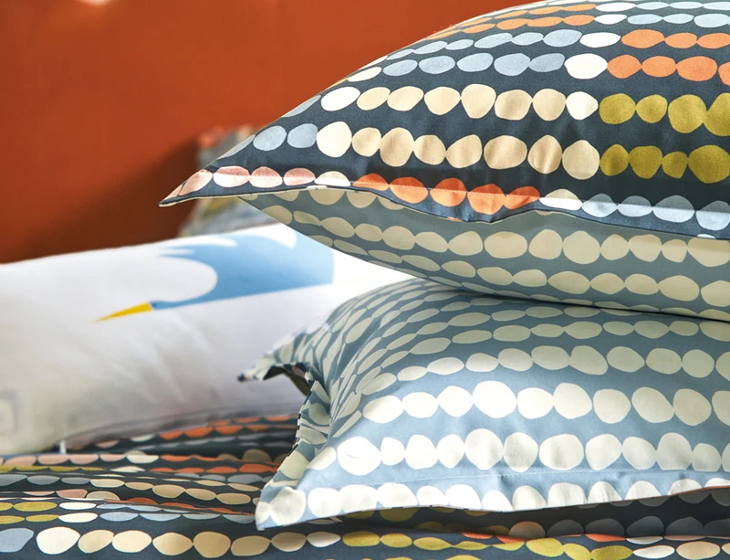 Taie d'oreiller Percale de coton - DOTS Bleu Céleste