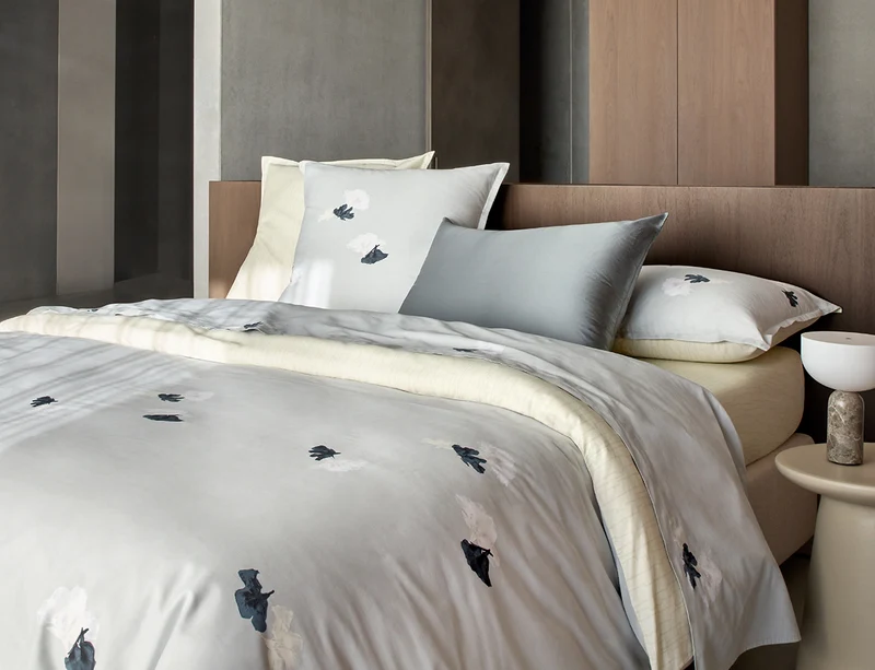 Drap housse Satin de coton - MOONFLOWER Gris