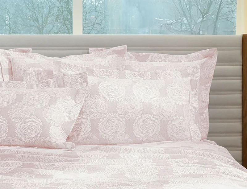 Taie d'oreiller Coton et Polyester - DAHLIA Rose
