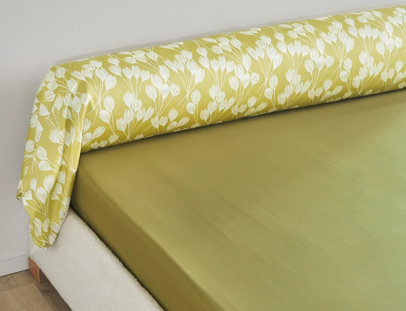 Taie de traversin Satin de coton - ENVOLÉE Kaki