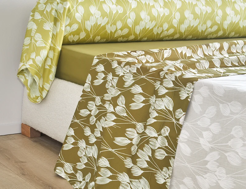 Taie de traversin Satin de coton - ENVOLÉE Kaki