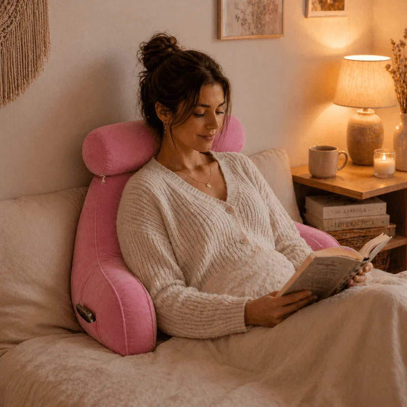 Coussin de Lecture à Accoudoirs Rose !