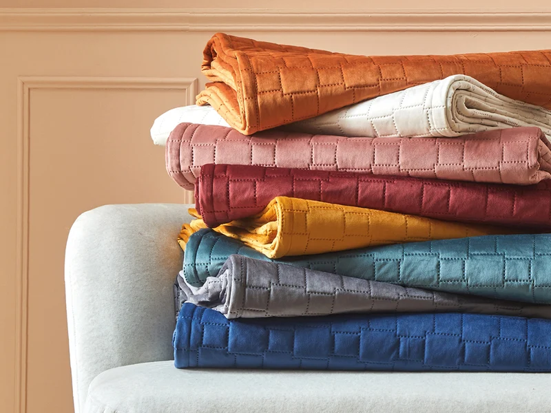 Jeté de lit Velours matelassé - SPIRIT Ambre