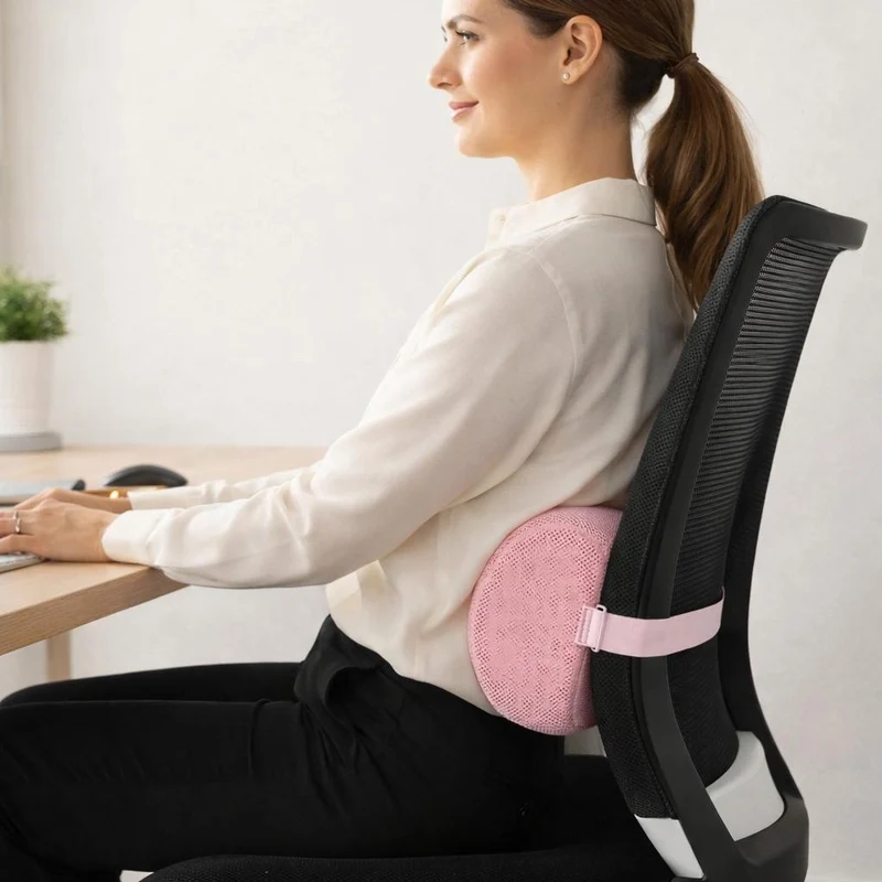 Coussin Lombaire Siège de bureau Rose !
