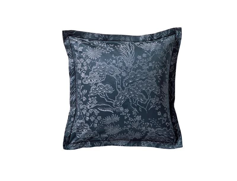 Taie d'oreiller Satin Jacquard - ODYSSÉE Bleu Corinthe