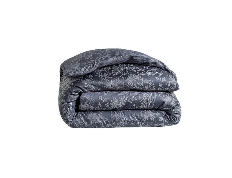 Housse de couette Satin Jacquard - ODYSSÉE Bleu Corinthe
