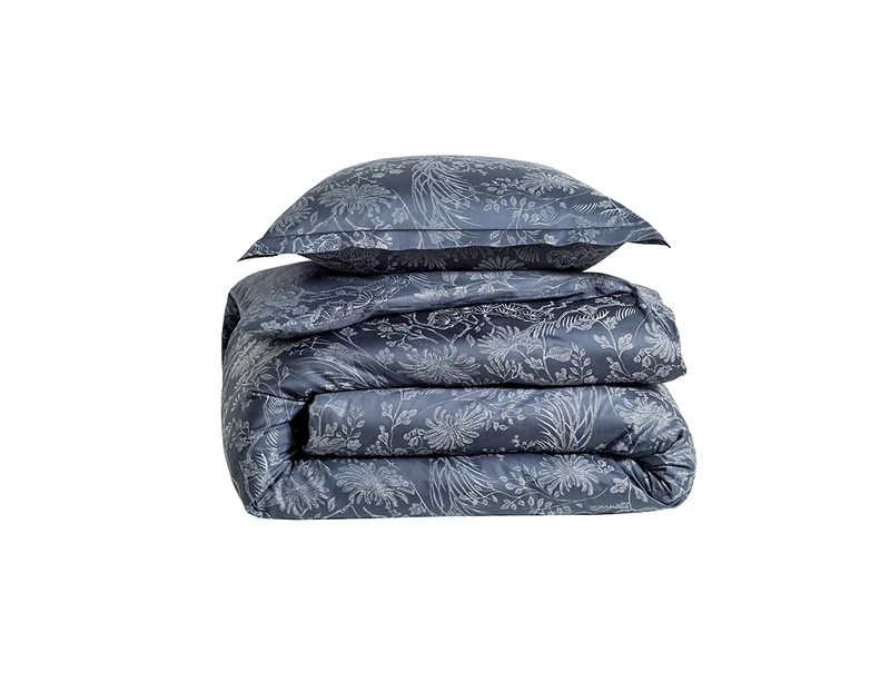 Drap plat Satin Jacquard - ODYSSÉE Bleu Corinthe