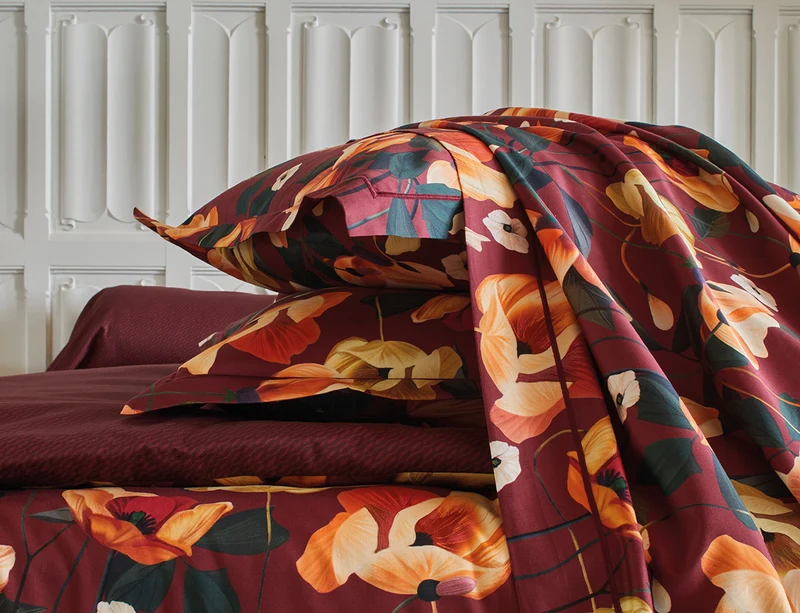 Housse de couette Satin de coton - RHAPSODIE Grenat