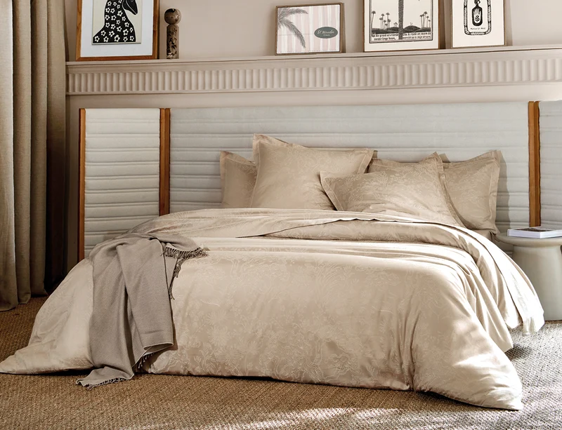 Taie d'oreiller Satin Jacquard - ODYSSÉE Chanvre