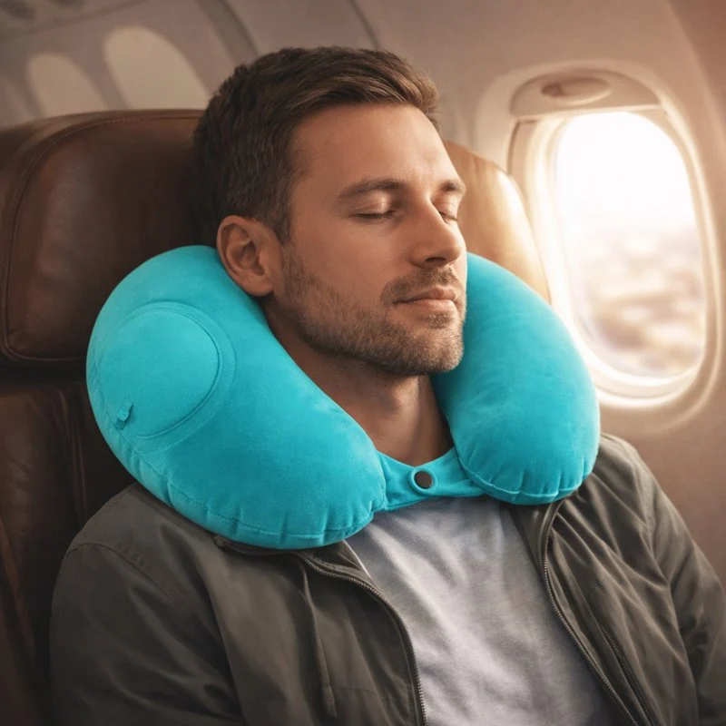 Coussin Avion Gonflable Facile bleu !