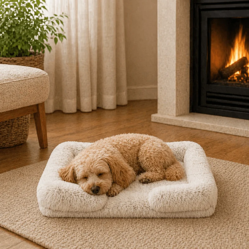 Coussin chien Anti-stress & Déhoussable crème