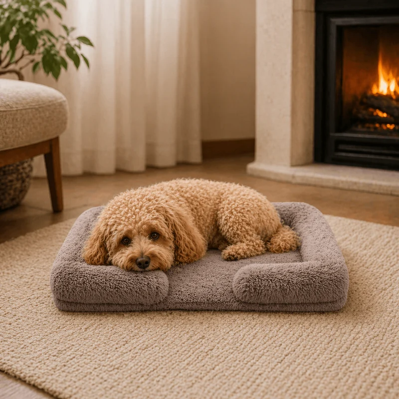 Coussin chien Anti-stress & Déhoussable marron