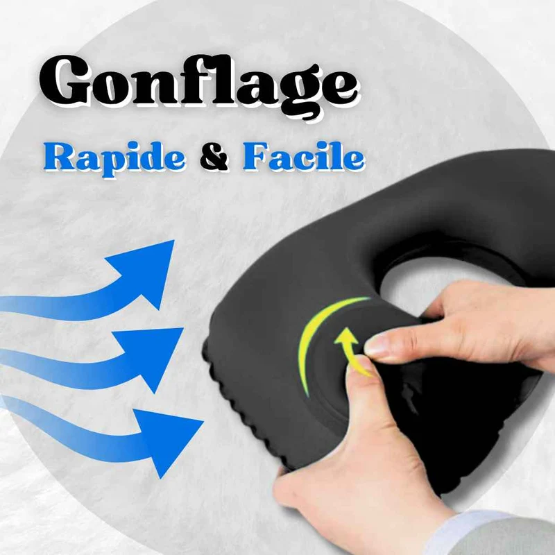 Coussin Avion Gonflable Facile noir !
