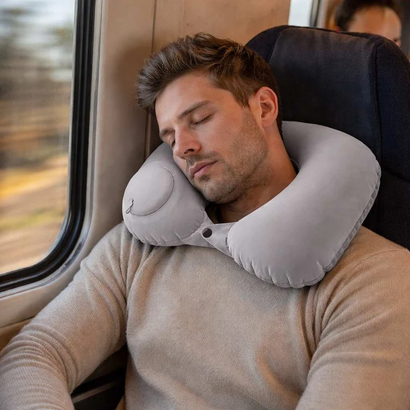 Coussin Avion Gonflable Facile gris !