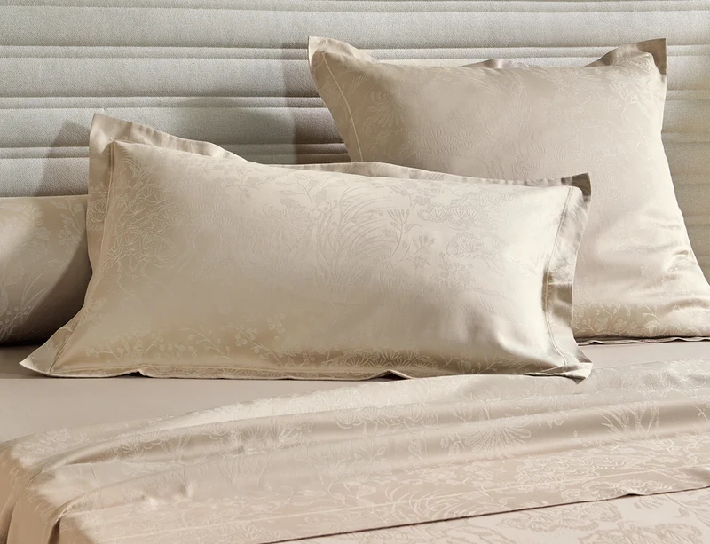 Taie d'oreiller Satin Jacquard - ODYSSÉE Chanvre