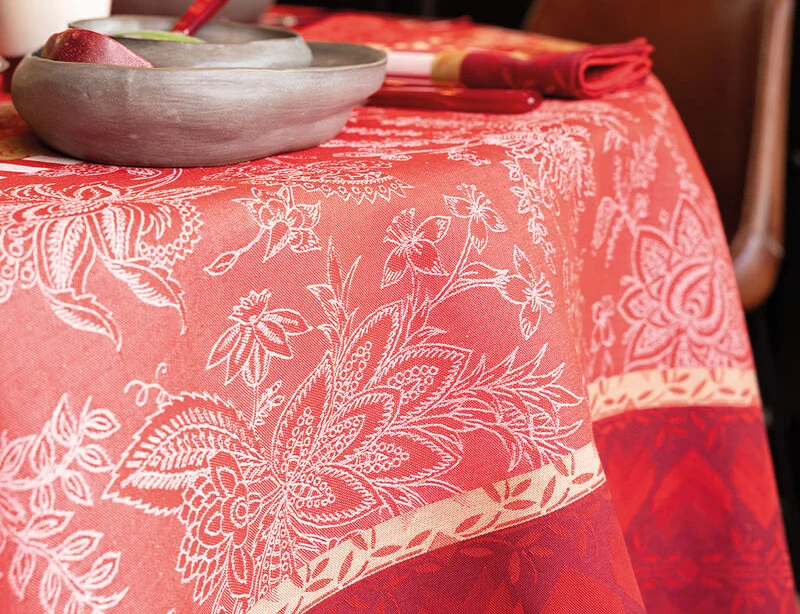 Nappe Enduite Coton Jacquard - GIPSY Rubis