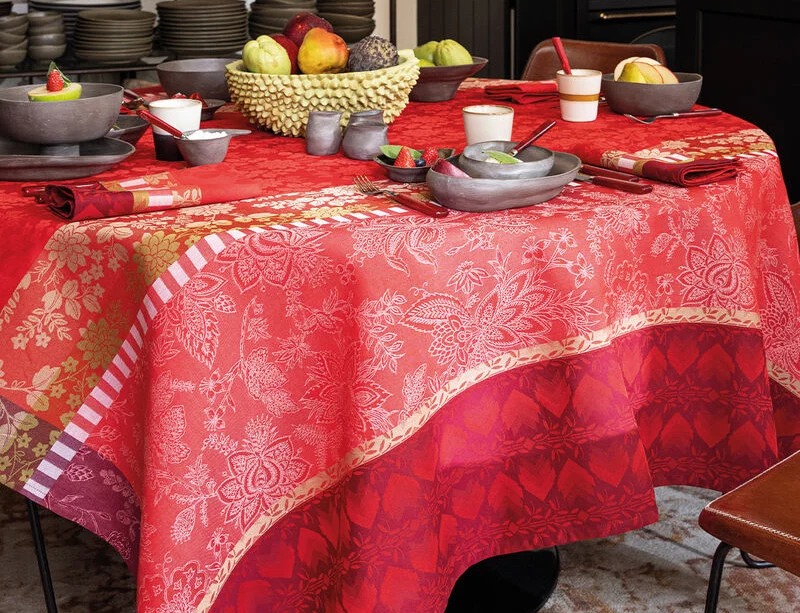 Nappe Enduite Coton Jacquard - GIPSY Rubis