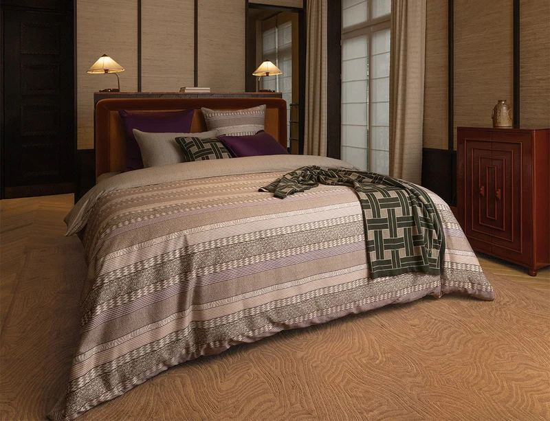 Taie d'oreiller Satin de coton - K STRIPE Beige