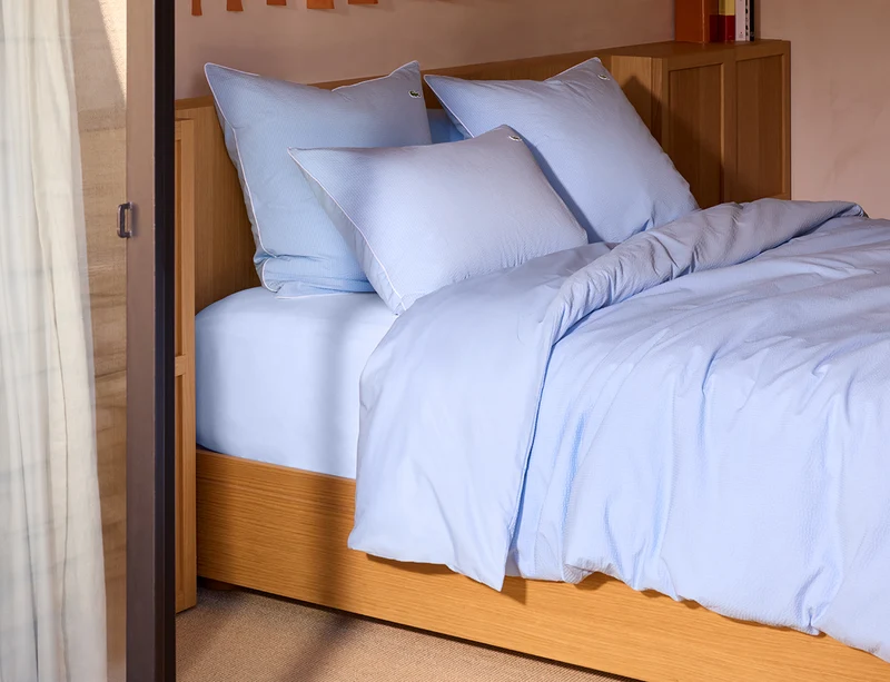 Housse de couette Percale Seersucker et Percale Unie - L TAMIS Sky