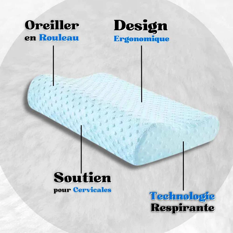 Coussin Cervical pour Dormir bleu !
