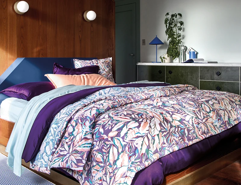 Taie d'oreiller Satin Imprimé - EUPHORIA Améthyste