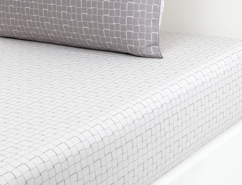 Drap housse Percale de coton biologique - L BLOCK Greige