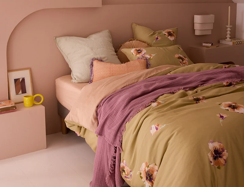 Housse de couette FALBALAS Satin de coton lavé - OLIVIER DESFORGES