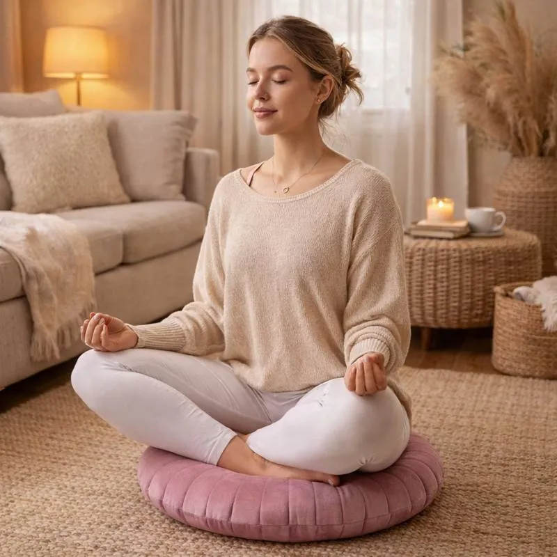 Coussin Yoga Rond Rose !