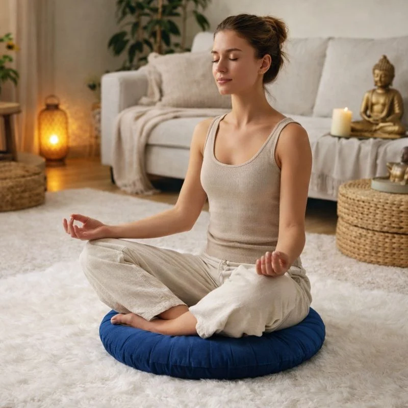 Coussin Yoga Rond Marine !
