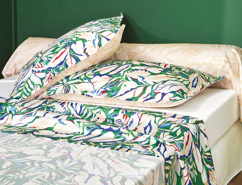 Taie d'oreiller Satin Imprimé - EUPHORIA Emeraude