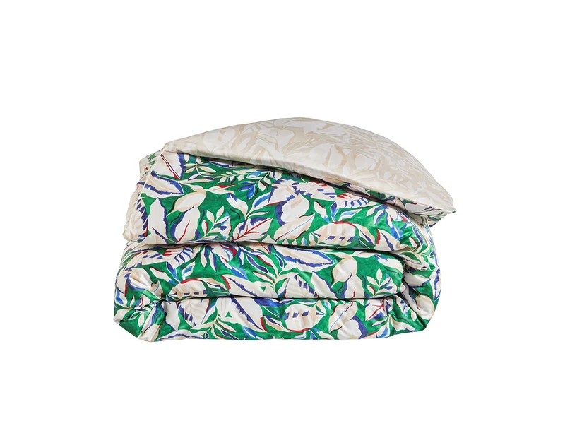 Housse de couette Satin Imprimé - EUPHORIA Emeraude
