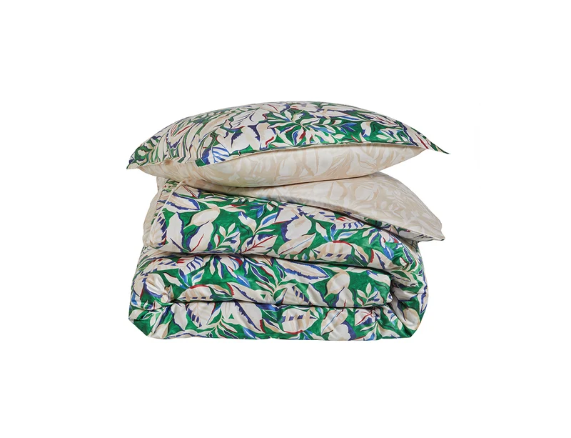 Housse de couette Satin Imprimé - EUPHORIA Emeraude