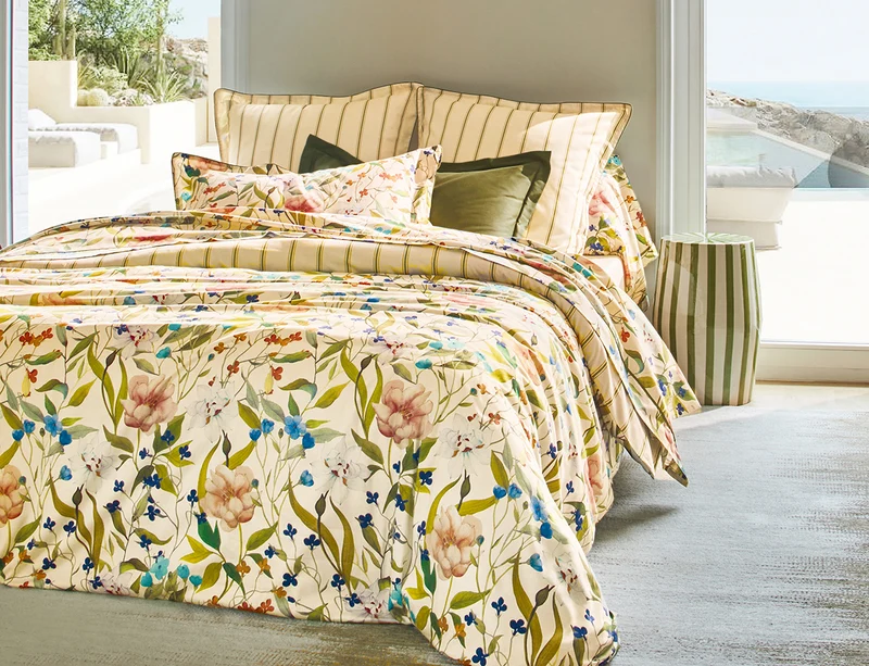Drap plat Satin de coton - GIARDINO Naturel