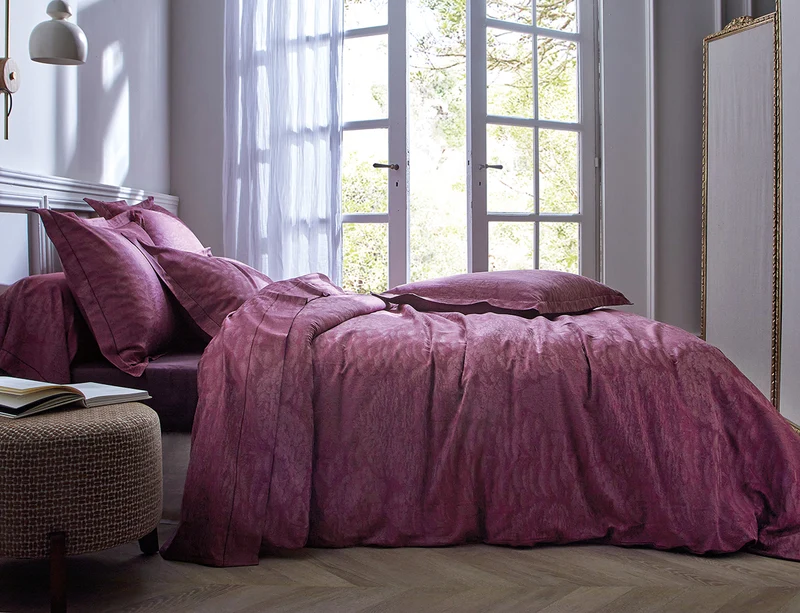 Drap plat satin jacquard - CANOPEE Prune