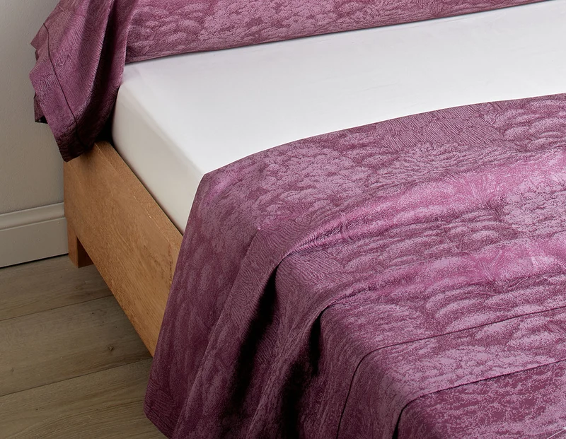 Drap plat satin jacquard - CANOPEE Prune