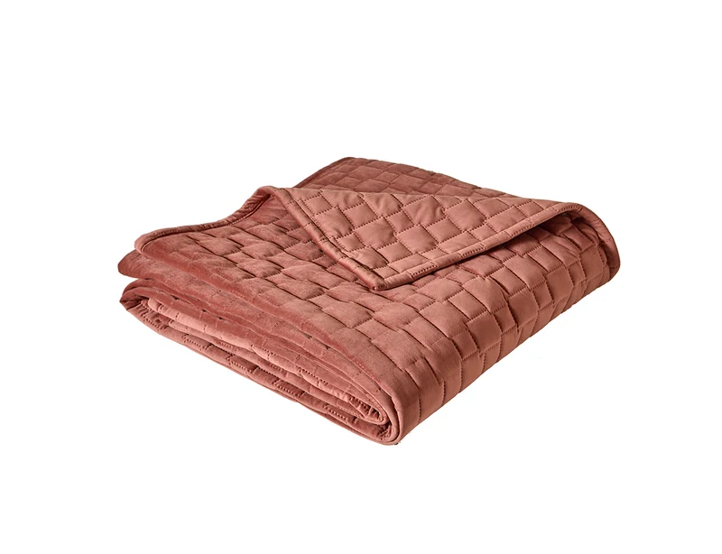 Chemin de lit Velours matelassé - SPIRIT Bois de rose